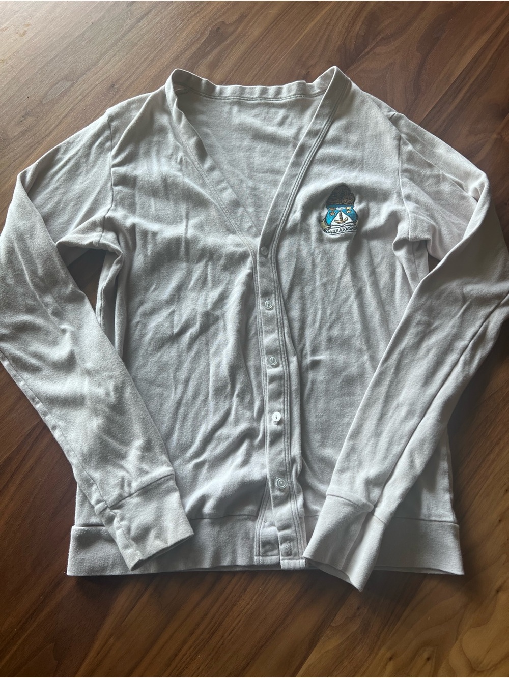 Women's Gray ADPi Sorority Button-Front V-Neck Cardigan Sweater
